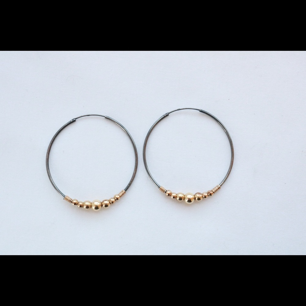 Hoop Earrings Black And Gold Hoops Silver Hoops